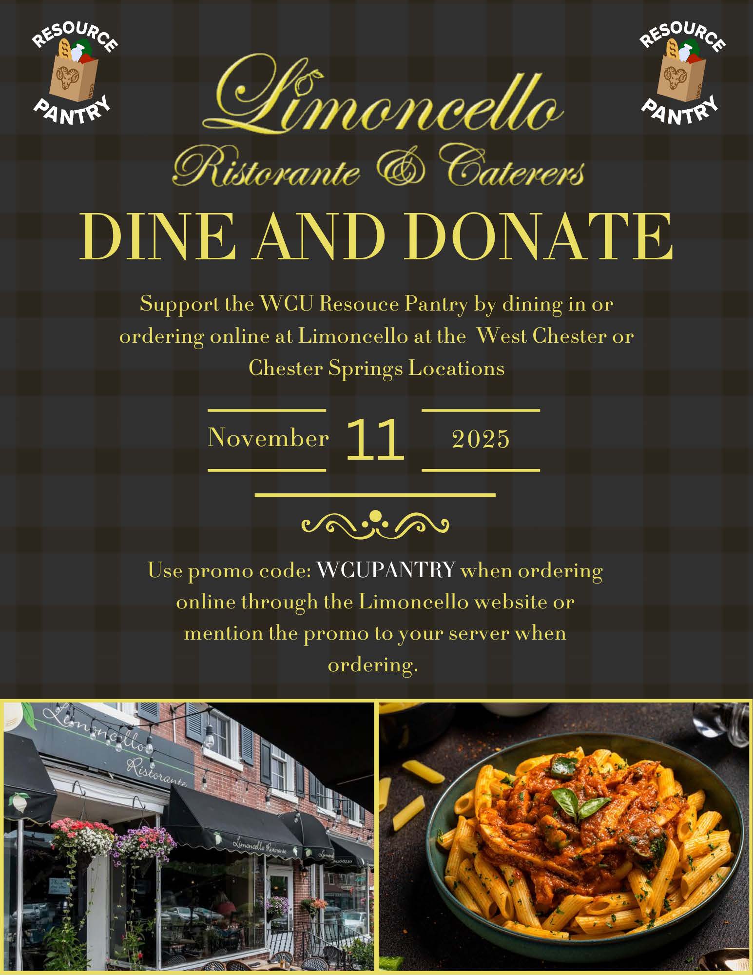 Limoncello Dine and Donate to Pantry on November 11, 2025
