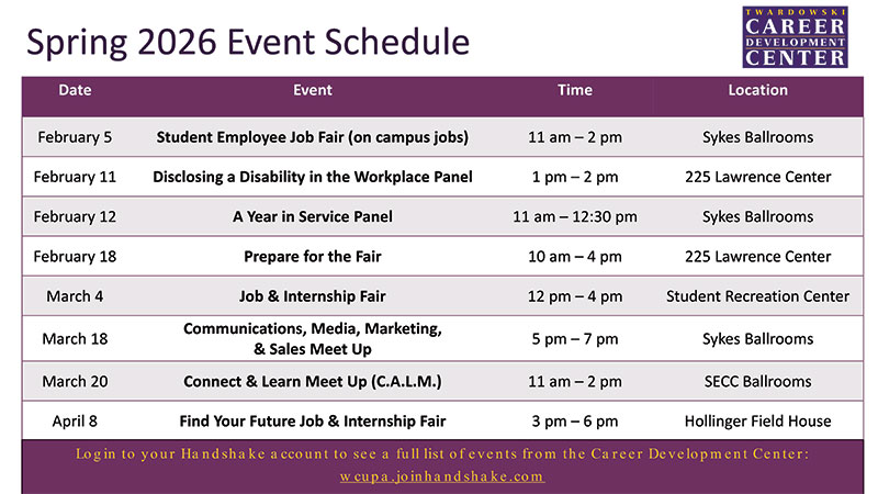 Spring 2026 Event Schedule