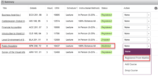 Screenshot higlighted waitlist action