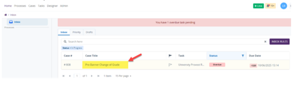 Form name highlighted with red arrow pointing to it