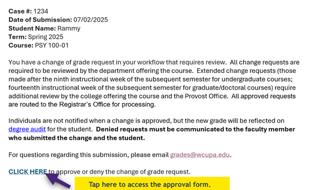 Screenshot showing how to access approval form