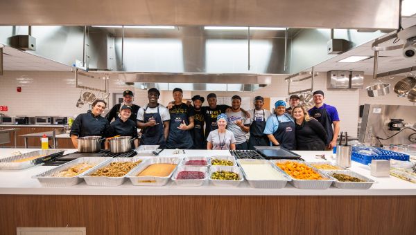 Pictured are those who cooked and baked during last year’s Thanksgiving meal-prep for the residents of Safe Harbor (l to r): Grace McKelvey, Kaelyn Cooper, Justin Grilli, Jude Bourdeau, Wallace King, Sharief Gardiner, Dr. Jeanie Subach (center), Winston Roberts, Nicholas Page, Julian Clement, Regina White, Jessica Chappell, Dominic La Cava, Ethan Small. Pictured are those who cooked and baked during last year’s Thanksgiving meal-prep for the residents of Safe Harbor (l to r): Grace McKelvey, Kaelyn Cooper, Justin Grilli, Jude Bourdeau, Wallace King, Sharief Gardiner, Dr. Jeanie Subach (center), Winston Roberts, Nicholas Page, Julian Clement, Regina White, Jessica Chappell, Dominic La Cava, Ethan Small.