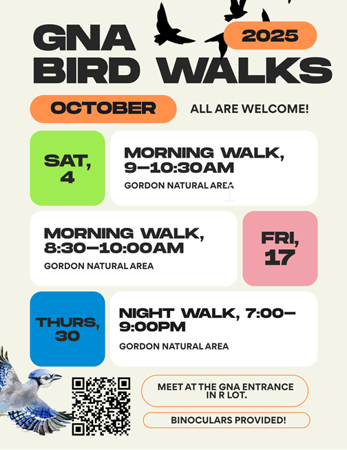 October's Bird Walk schedule