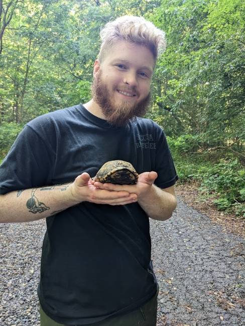 James and Turtelleposs (an Eastern Box Turtle) at the Gordon