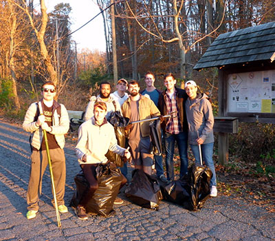 Members of the Friar's Society participating in a cleanup of the trail system (Nov. 2016)