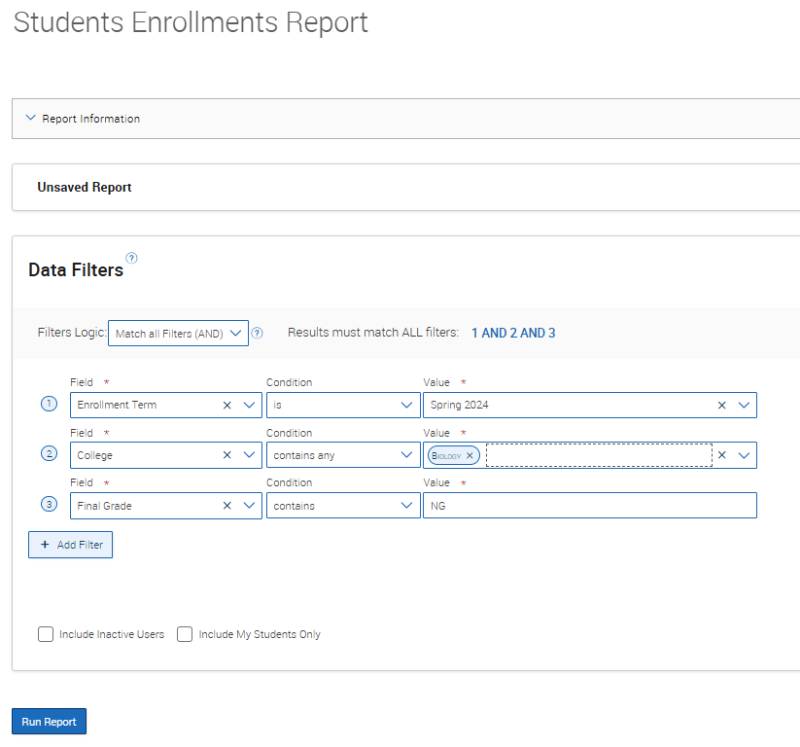 Students with NG and IP Grades by Department 2