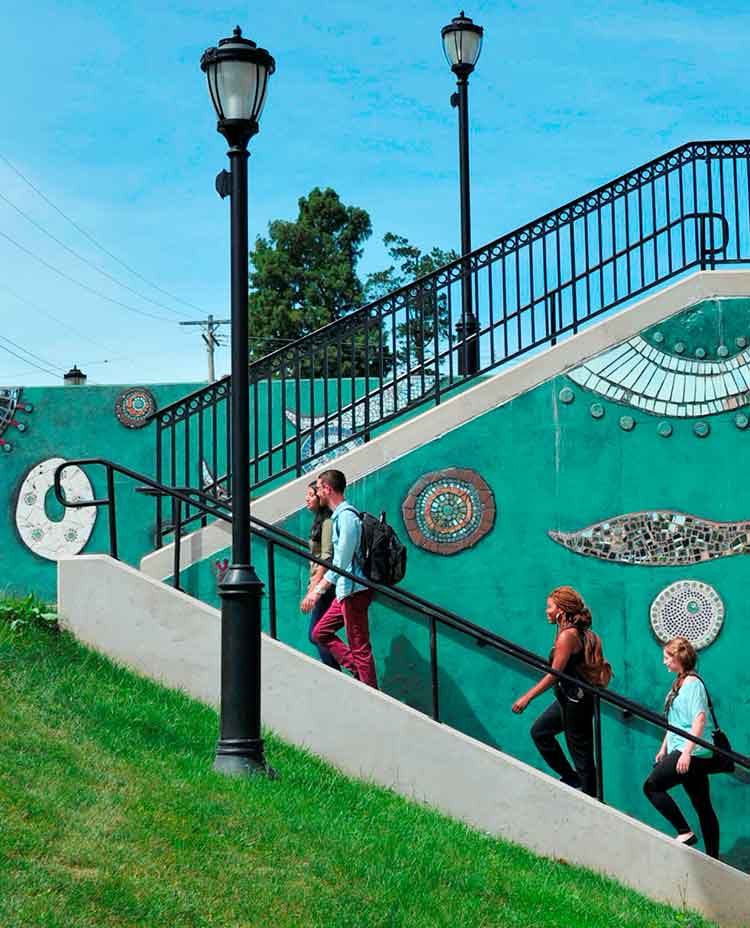 Decorative image of students walking